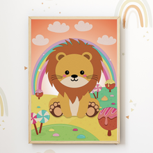 Laden Sie das Bild in den Galerie-Viewer, Safari Tiere Kaugummi Bilder 6er Set DIN A4 Kinderzimmer Wandbilder Babyzimmer Poster Dekoration