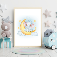 Laden Sie das Bild in den Galerie-Viewer, 3er Set Poster Elefant Bilder für Kinderzimmer Babyzimmer Deko Kinderposter Babyparty