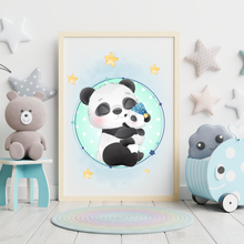 Laden Sie das Bild in den Galerie-Viewer, 3er Set Poster für Kinderzimmer Bilder Babyzimmer Babyparty Kinderposter Panda