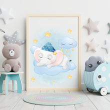 Laden Sie das Bild in den Galerie-Viewer, 3er Set Poster für Kinderzimmer Bilder Babyzimmer Babyparty Kinderposter Elefant
