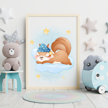Laden Sie das Bild in den Galerie-Viewer, 3er Set Poster für Kinderzimmer Bilder Babyzimmer Babyparty Kinderposter Eichhörnchen