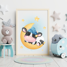 Laden Sie das Bild in den Galerie-Viewer, 3er Set Poster für Kinderzimmer Bilder Babyzimmer Babyparty Kinderposter Kuh