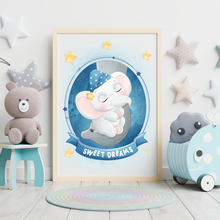 Laden Sie das Bild in den Galerie-Viewer, 3er Set Poster für Kinderzimmer Bilder Babyzimmer Babyparty Kinderposter Elefant