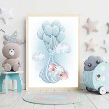 Laden Sie das Bild in den Galerie-Viewer, 3er Set Poster Elefant Bilder für Kinderzimmer Babyzimmer Deko Kinderposter Babyparty