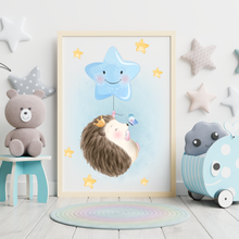 Laden Sie das Bild in den Galerie-Viewer, 3er Set Poster für Kinderzimmer Bilder Babyzimmer Babyparty Kinderposter Igel