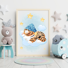 Laden Sie das Bild in den Galerie-Viewer, 3er Set Poster für Kinderzimmer Bilder Babyzimmer Babyparty Kinderposter Tiger