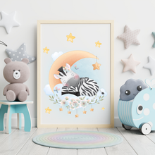 Laden Sie das Bild in den Galerie-Viewer, 3er Set Poster für Kinderzimmer Bilder Babyzimmer Babyparty Kinderposter Zebra