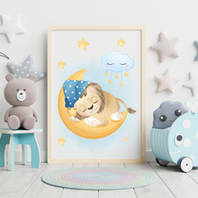 Laden Sie das Bild in den Galerie-Viewer, 3er Set Poster für Kinderzimmer Bilder Babyzimmer Babyparty Kinderposter Löwe