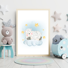 Laden Sie das Bild in den Galerie-Viewer, 3er Set Poster Schaf Bilder für Kinderzimmer Babyzimmer Deko Kinderposter Babyparty