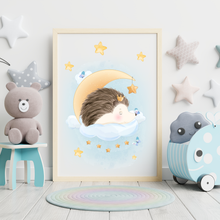 Laden Sie das Bild in den Galerie-Viewer, 3er Set Poster für Kinderzimmer Bilder Babyzimmer Babyparty Kinderposter Igel
