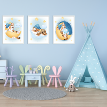 Laden Sie das Bild in den Galerie-Viewer, 3er Set Poster für Kinderzimmer Bilder Babyzimmer Babyparty Kinderposter Tiger
