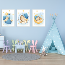 Laden Sie das Bild in den Galerie-Viewer, 3er Set Poster für Kinderzimmer Bilder Babyzimmer Babyparty Kinderposter Löwe