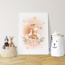 Laden Sie das Bild in den Galerie-Viewer, 3er Set Poster für Kinderzimmer Bilder Babyzimmer Babyparty Kinderposter Giraffe