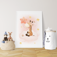 Laden Sie das Bild in den Galerie-Viewer, 3er Set Poster für Kinderzimmer Bilder Babyzimmer Babyparty Kinderposter Giraffe