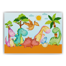 Laden Sie das Bild in den Galerie-Viewer, Dino Bild DIN A4 Kinderzimmer Dinosaurier Wandbild Babyzimmer Poster Dekoration