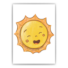 Laden Sie das Bild in den Galerie-Viewer, Lachende Sonne Kinderzimmer Bild DIN A4 Poster Babyzimmer Wandbild Dekoration
