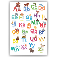 Laden Sie das Bild in den Galerie-Viewer, Kinderposter Tiere ABC Lernposter Kinderzimmer Wandbild Einschulung Kindergarten Grundschule Alphabet Lernhilfe für Kinder
