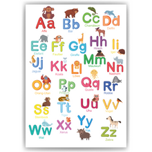 Laden Sie das Bild in den Galerie-Viewer, Kinderposter Tiere ABC Lernposter Kinderzimmer Wandbild Einschulung Kindergarten Grundschule Alphabet Lernhilfe für Kinder