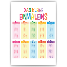 Laden Sie das Bild in den Galerie-Viewer, 1x1 Kinderposter Einmaleins Lernposter Mathematik Kinderzimmer Wandbild Einschulung Kindergarten Grundschule Lernhilfe für Kinder