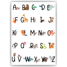 Laden Sie das Bild in den Galerie-Viewer, Kinderposter Alphabet Lernposter Kinderzimmer Wandbild Kindergarten Grundschule Tiere ABC Kinder Lernhilfe Poster