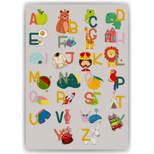Laden Sie das Bild in den Galerie-Viewer, Kinderposter Alphabet Lernposter Kinderzimmer Wandbild Kindergarten Grundschule Tiere ABC Lernhilfe für Kinder