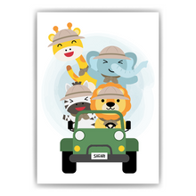 Laden Sie das Bild in den Galerie-Viewer, Safari Tiere Tour DIN A4 Kinderzimmer Wandbild Babyzimmer Poster Dekoration