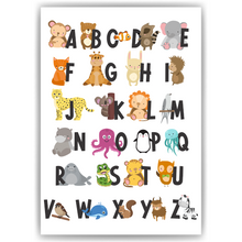 Laden Sie das Bild in den Galerie-Viewer, Kinderposter Alphabet Lernposter Kinderzimmer Wandbild Einschulung Kindergarten Grundschule Tiere ABC Lernhilfe für Kinder