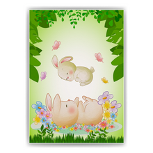 Laden Sie das Bild in den Galerie-Viewer, Mama Kind Hasen Bild DIN A4 Kinderzimmer Wandbild Babyzimmer Poster Dekoration