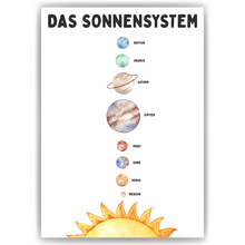 Laden Sie das Bild in den Galerie-Viewer, Kinderposter Sonnensystem Lernposter Kinderzimmer Wandbild Kindergarten Grundschule Kinder Lernhilfe Poster