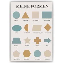 Laden Sie das Bild in den Galerie-Viewer, Kinderposter Geometrie Formen Lernposter Kinderzimmer Wandbild Kindergarten Grundschule Lernhilfe für Kinder