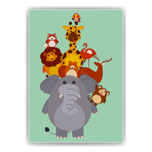 Laden Sie das Bild in den Galerie-Viewer, Tier Zootiere Waldtiere Freunde Bild DIN A4 Kinderzimmer Wandbild Babyzimmer Poster Dekoration