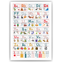 Laden Sie das Bild in den Galerie-Viewer, Grundschrift Poster ABC Lernposter für Kinder Zahlen & Alphabet Lernhilfe Kindergarten Grundschule