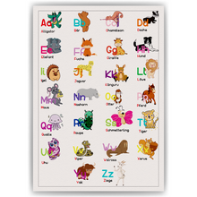 Laden Sie das Bild in den Galerie-Viewer, Kinderposter Alphabet Tiere Lernposter Kinderzimmer Wandbild Kindergarten Grundschule ABC Lernhilfe für Kinder