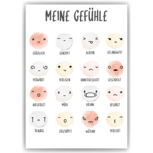 Laden Sie das Bild in den Galerie-Viewer, Kinderposter Gefühle Lernposter Kinderzimmer Wandbild Einschulung Kindergarten Grundschule Lernhilfe für Kinder