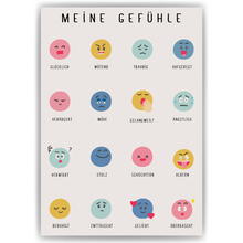 Laden Sie das Bild in den Galerie-Viewer, Gefühle Lernposter Kinderzimmer Wandbild Einschulung Kinderposter Kindergarten Grundschule Lernhilfe