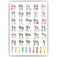 Laden Sie das Bild in den Galerie-Viewer, Grundschrift Poster inkl. 5 Übungsblätter | ABC Lernposter für Kinder Zahlen & Alphabet Lernhilfe Einschulung Kindergarten Grundschule