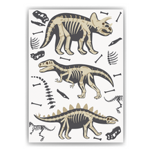 Laden Sie das Bild in den Galerie-Viewer, Dinosaurier Skelette Bild DIN A4 Kinderzimmer Wandbild Babyzimmer Poster Dekoration