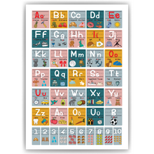 Laden Sie das Bild in den Galerie-Viewer, Grundschrift Poster ABC Lernposter Zahlen & Alphabet Lernhilfe für Kinder Kindergarten Grundschule