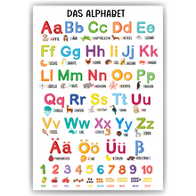 Laden Sie das Bild in den Galerie-Viewer, Kinderposter Alphabet Zahlen Lernposter ABC Kinderzimmer Wandbild Kindergarten Grundschule Kinder Lernhilfe Poster