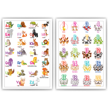 Laden Sie das Bild in den Galerie-Viewer, Kinderposter 2er Set Tier ABC, Zahlen Lernposter Kinderzimmer Wandbilder Kindergarten Grundschule Alphabet Lernhilfe für Kinder