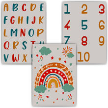 Laden Sie das Bild in den Galerie-Viewer, Alphabet & Zahlen Kinderposter 3er Set Lernposter ABC | Kinderzimmer Wandbilder Kindergarten Grundschule Lernhilfe für Kinder