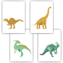 Laden Sie das Bild in den Galerie-Viewer, Dinosaurier Bilder 4er Set DIN A4 Poster Kinderzimmer Dino Wandbilder Babyzimmer Dekoration