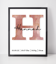 Laden Sie das Bild in den Galerie-Viewer, Geburtsposter personalisiert | Geschenk zur Geburt Babyposter | Kinderzimmer Babygeschenk