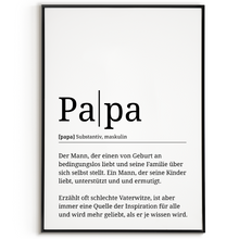 Laden Sie das Bild in den Galerie-Viewer, Papa Poster Definition - Vatertag Geschenk Wandbild
