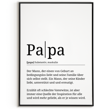 Laden Sie das Bild in den Galerie-Viewer, Papa Poster Definition - Vatertag Geschenk Wandbild