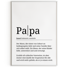 Laden Sie das Bild in den Galerie-Viewer, Papa Poster Definition - Vatertag Geschenk Wandbild
