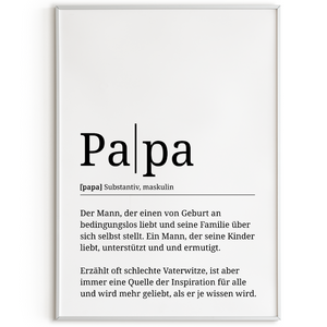 Papa Poster Definition - Vatertag Geschenk Wandbild