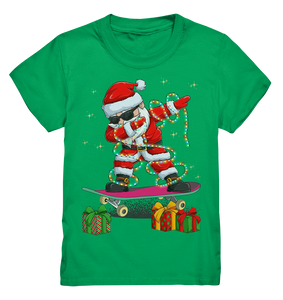 Dabbing Santa Skatboard Weihnachtsmann Lichterkette Kinder T-Shirt