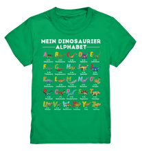 Laden Sie das Bild in den Galerie-Viewer, Schulkind Dino ABC Kinder Dinosaurier Alphabet T-Shirt
