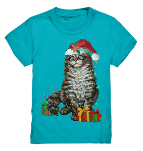 Katze Weihnachten Santa Kätzchen Weihnachtsoutfit Kinder T-Shirt